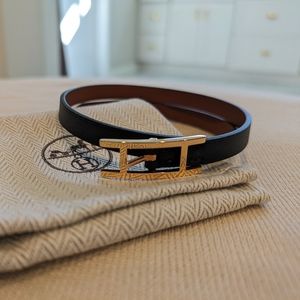 Hermes Behapi Double Tour bracelet (Noir/Fauve)